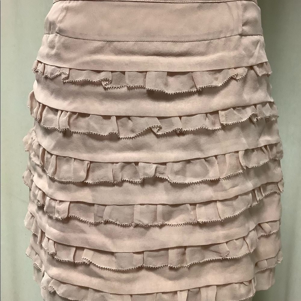 Diane Von Furstenberg HONARE blush pink ruffles silk skirt asymmetric tshirt XSP